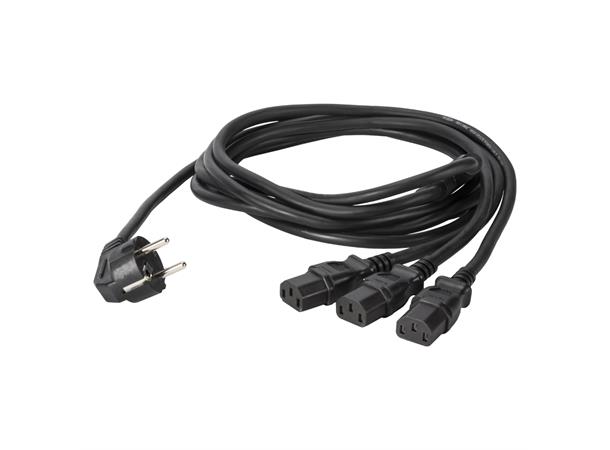 Power supply IEC cable, 3 x 1,00 mm² Schuko angled / 3 x IEC mains socket 