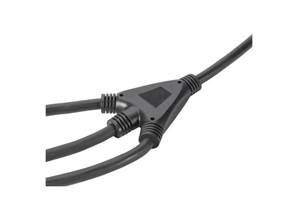 Power supply IEC cable, 3 x 1,00 mm² Schuko angled / 3 x IEC mains socket 