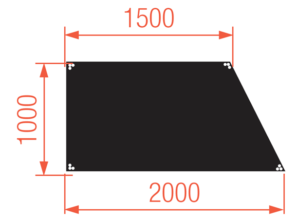 BASICLINE DECK 200X100X150CM RIGHT BL. Basicline sort Scenemodul