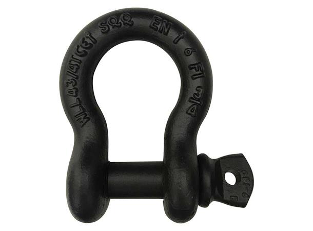 1T Sjakkel med skrubolt, sort Bow shackle Screw pin