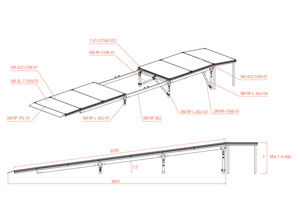 BEAM 200CM FOR RAMP Stagedex tilbehør