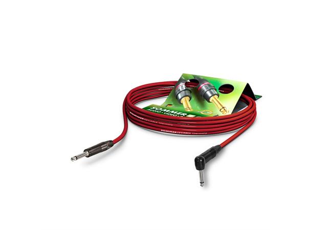 IC Tricone rød,  6,00m Mono Jack/Jack Neutrik vinkel.