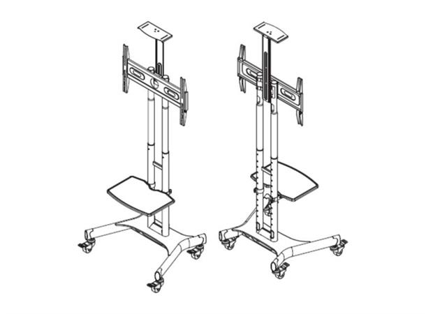Multibrackets Gulvtralle Basic 180 Sort, 90kg, 800x500, 55-80", ink hylle 