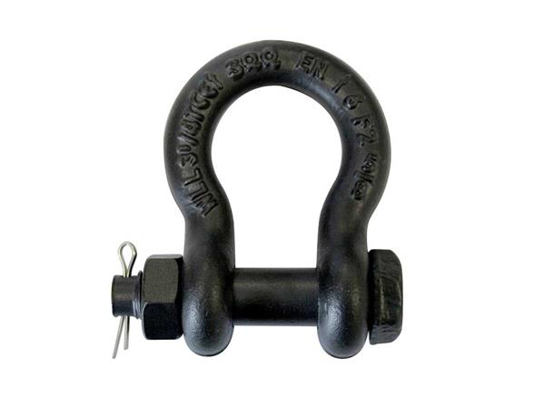 1T Sjakkel med mutterbolt, sort Bow shackle safety pin