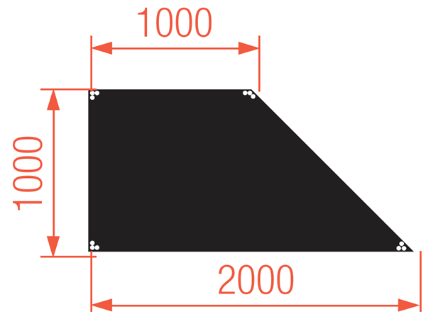 BASICLINE DECK 200X100X100CM RIGHT BL. Basicline sort Scenemodul