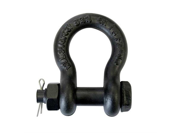 3.25T Sjakkel med mutterbolt, sort Bow shackle safety pin 