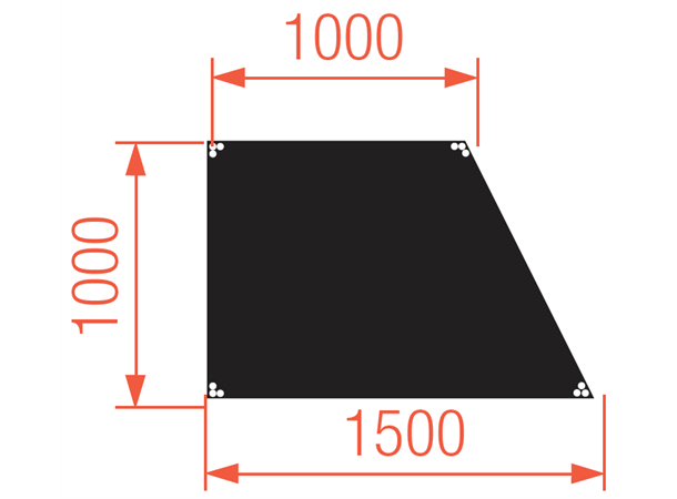 BASICLINE DECK 150X100X100CM RIGHT BL. Basicline sort Scenemodul