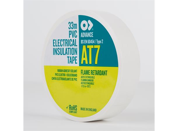 Advanced PVC Tape, Hvit, 19mm x 33m Elektrisk isolerende tape. 