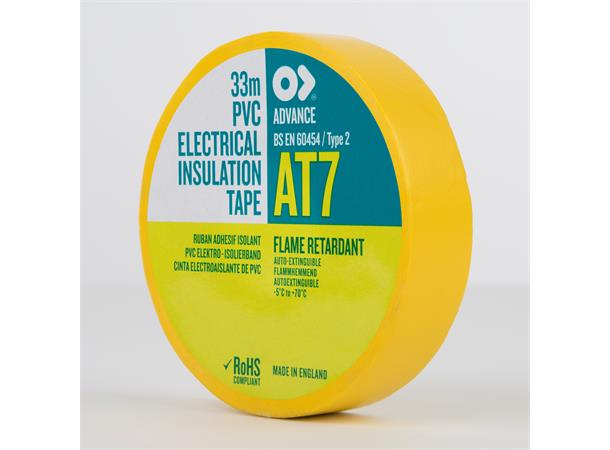 Advanced PVC Tape, Gul, 19mm x 33m Elektrisk isolerende tape. 