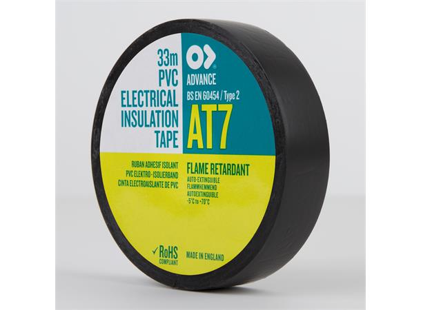 Advanced PVC Tape, Sort, 19mm x 33m Elektrisk isolerende tape.