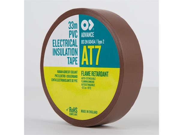 Advanced PVC Tape, Brun, 19mm x 33m Elektrisk isolerende tape.