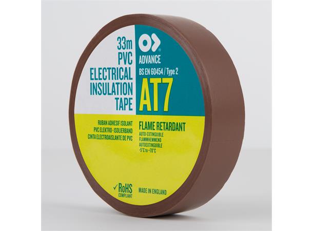Advanced PVC Tape, Brun, 19mm x 33m Elektrisk isolerende tape. 