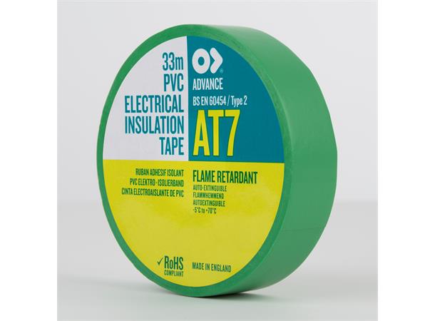 Advanced PVC Tape, Grønn, 19mm x 33m Elektrisk isolerende tape.