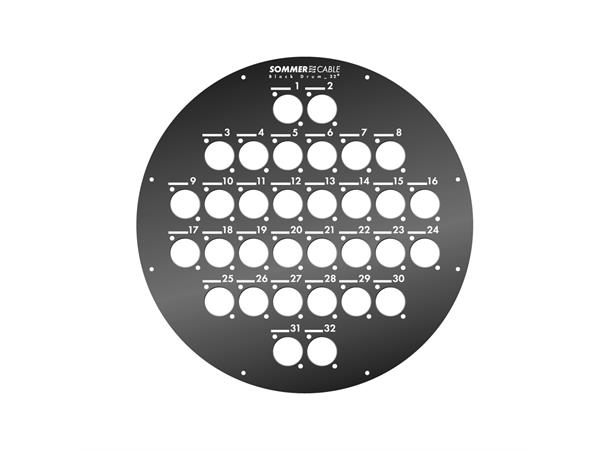 Front panel 32 Holes f. Kabeltrommel Front panel with 32 D-holes for GT450 