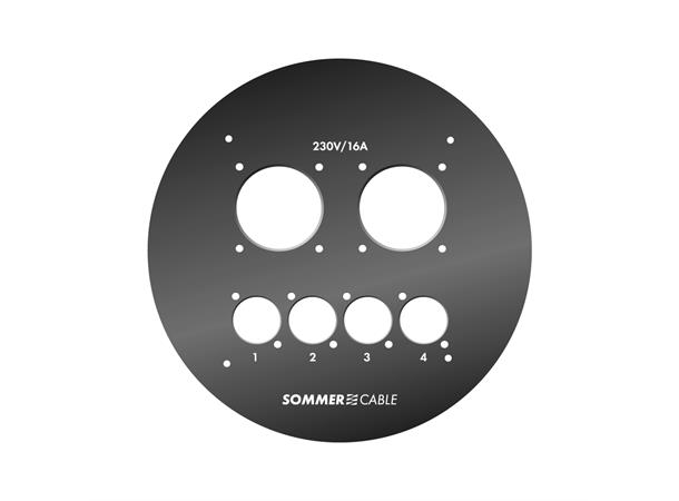 Front panel for 4 XLR + 2 Netz 2 Schuko/CEE3 - 4 D-holes for GT310/HT
