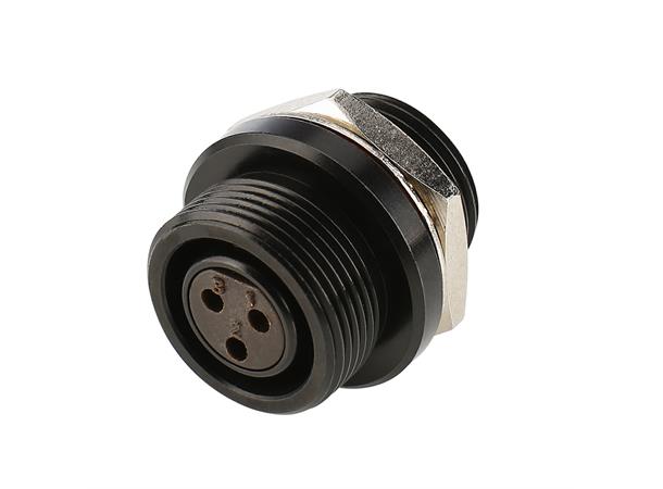 HICON HI-XMEF3-HD-B 3-pin Mini XLR hun IP67. For chassis. Loddetilk.