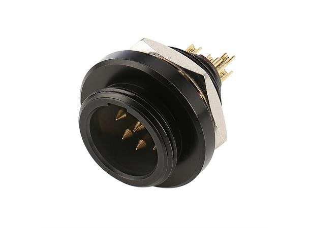 HICON HI-XMEM5-HD-B 5-pin Mini XLR han IP67. For chassis. Loddetilk. 