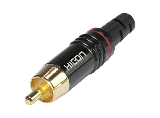 KabelPlug -rød HICON RCA, 2-pole , metal