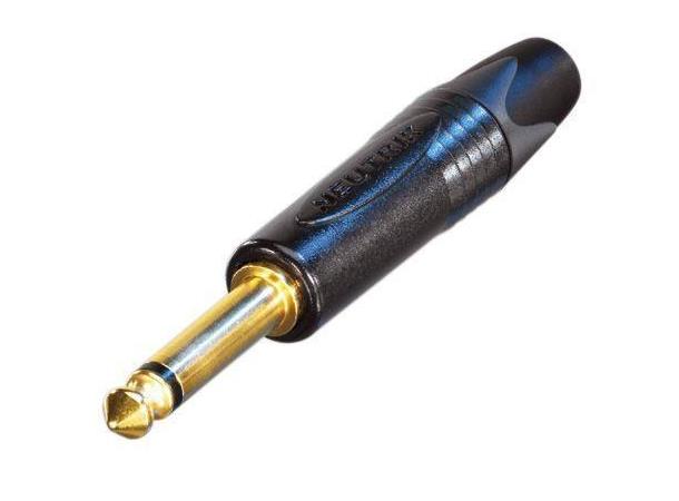 Neutrik NP2X-B Jack plugg 2P Han sort, gull