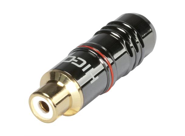 Cable socket -rød HICON RCA, 2-pole , metal 