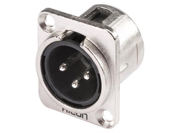 HICON HI-X3DM 3-pin XLR han chassis Nikkel. D-panel