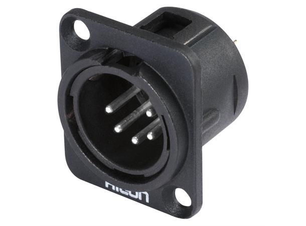 HICON HI-X5DM-M 5-pin XLR han chassis Sort. D-panel 
