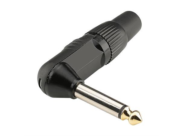 HICON HI-J63MA06 6.3mm Jack, 90° Mono. Maks kabel Ø8mm 