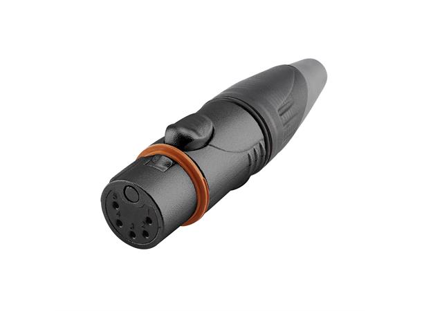 HICON HI-X5CF-HD-B 5-pin XLR hun, kabel Sort. IP67 For Ø4.6-6.5mm