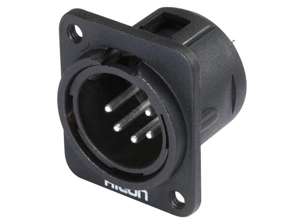 HICON HI-X5DM-M3 5-pin XLR han chassis Sort. D-panel. M3 gjenger 