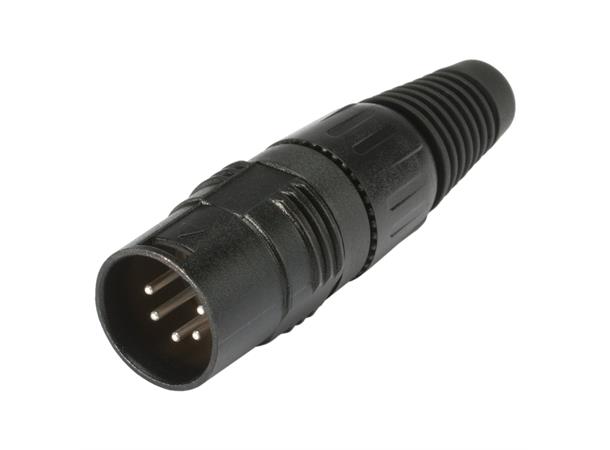 HICON HI-X5CM-B 5-pin XLR han for kabel Sort