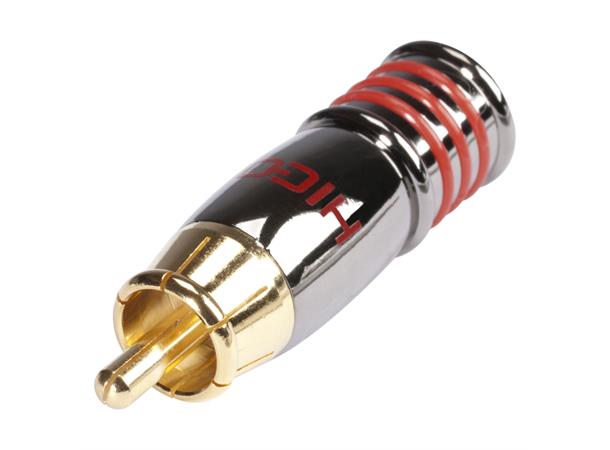 KabelPlug -rød HICON RCA, 2-pole , metal 