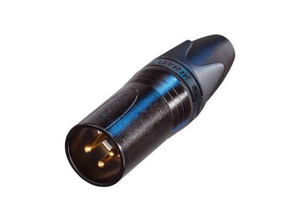 Neutrik NC3MXX-B XLR 3P plugg Han Sort/Gull
