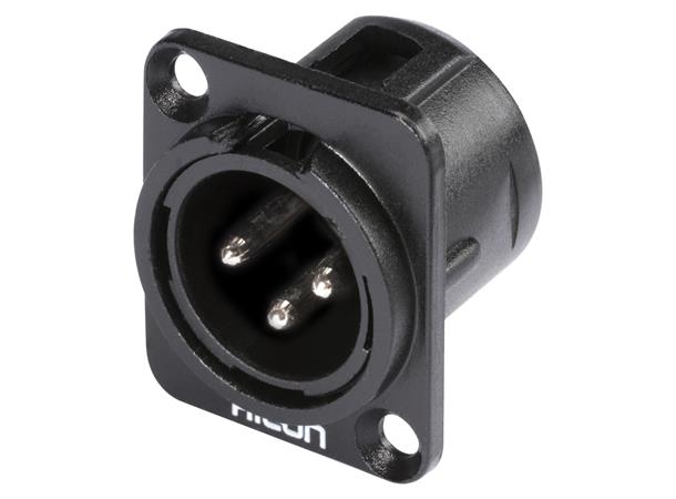 HICON HI-X3DM-M 3-pin XLR han chassis Sort. D-panel 