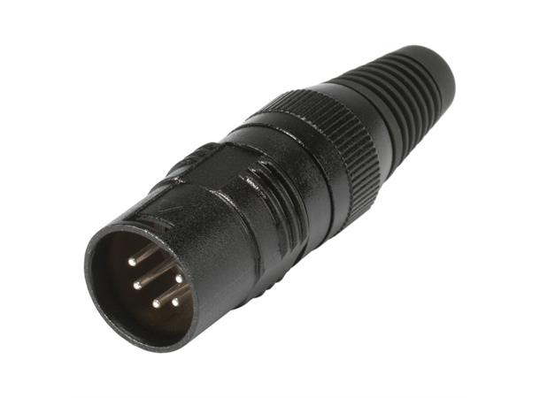 HICON HI-X5CM-M 5-pin XLR han for kabel Sort. Metall bakstykke 