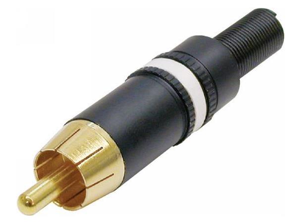 Neutrik REAN NYS373-9 Phono Plugg Han Sort/Gull/Hvit RCA 