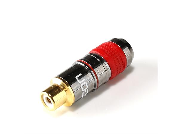 Cable socket -rød HICON RCA, 2-pole , metal 