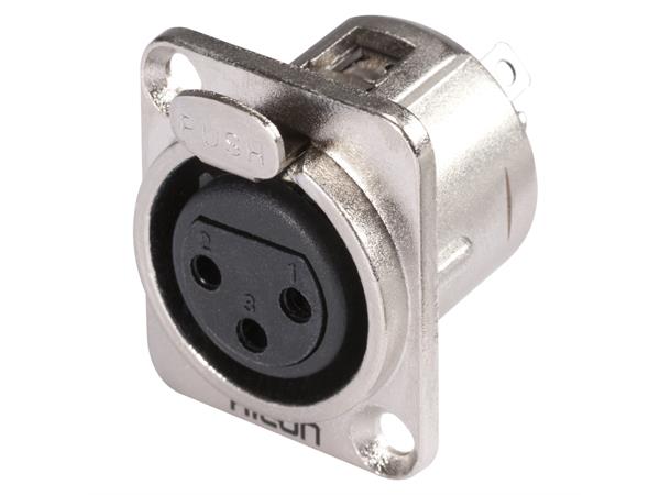 HICON HI-X3DF 3-pin XLR hun chassis Nikkel. D-panel