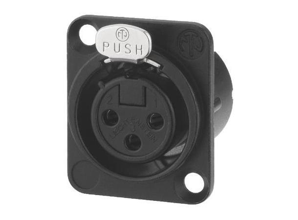 Neutrik NC3FD-LX-BAG XLR chassis 3P hun sort med lås 