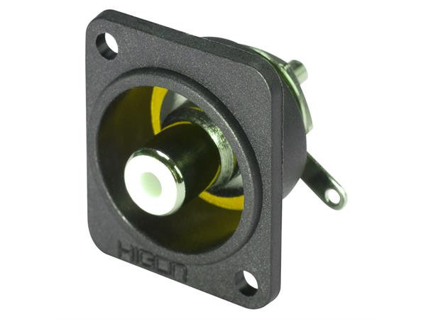 D-Flange Installation socket solder HICON RCA, 2-pole , metal