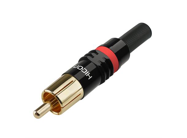 KabelPlug -rød HICON RCA, 2-pole , metal 