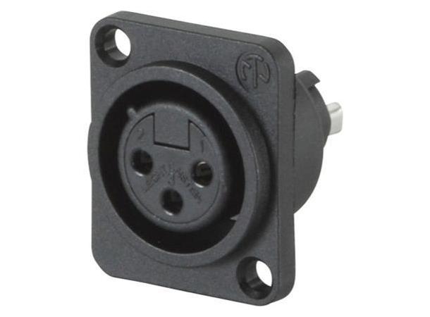 Neutrik NC3FD-L1-O-BAG XLR chassis 3P hun Sort uten lås
