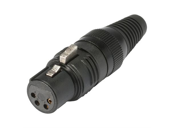 HICON HI-X4CF-G 4-pin XLR hun for kabel Sort. Metall bakstykke. Gullplat. kont. 