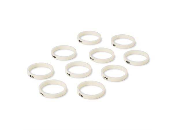 HICON HI-XC-09-WS Nr.ring for XLR 10 stk, merket "0"-"9". For HICON XLR