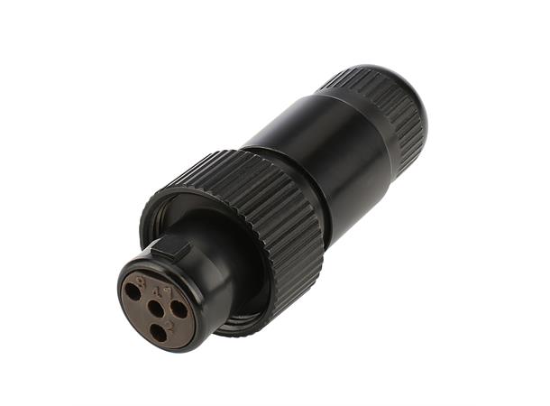 HICON HI-XMCF4-HD-B 4-pin Mini XLR hun IP67. Maks kabel Ø 4.7mm