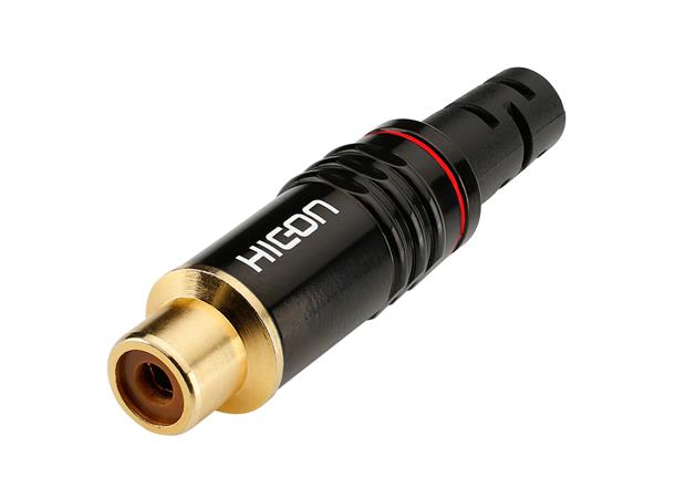Cable socket -rød HICON RCA, 2-pole , metal