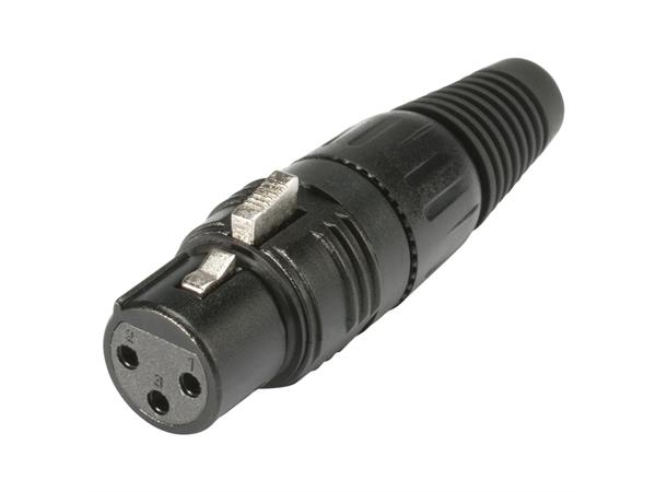 HICON HI-X3CF-B 3-pin XLR hun for kabel Sort. For kabel Ø4.0-8.5mm