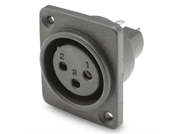 HICON HI-X3DF-HD-B 3-pin XLR hun chassis Sort. D-panel, IP54