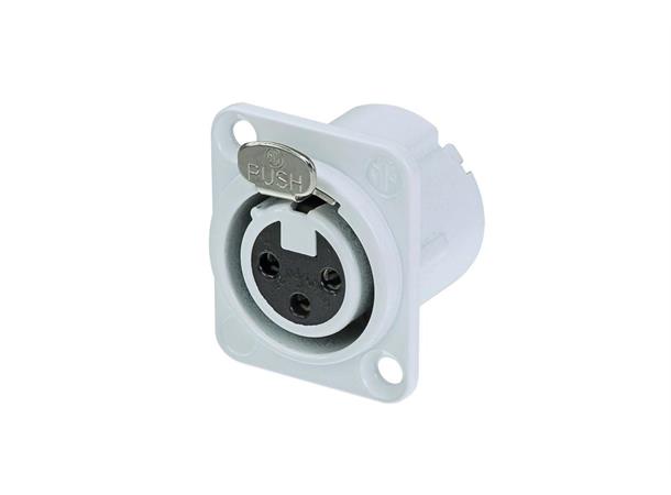 Neutrik NC3FD-LX-WT XLR chassis 3P hun med lås HVIT