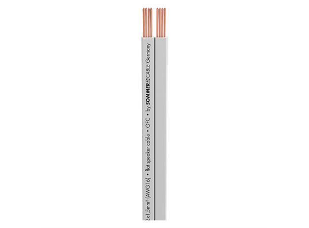 TRIBUN Speaker cable 2x1,50mm² hvit Flat og pen kabel.
