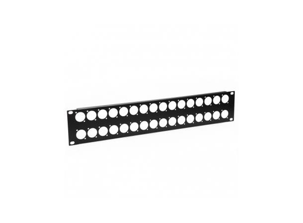 2U Rack Panel, 32 x Neutrik D Stanset for Neutrik D-Series